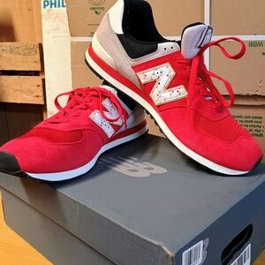 New Balance Red and White Athletic Shoes